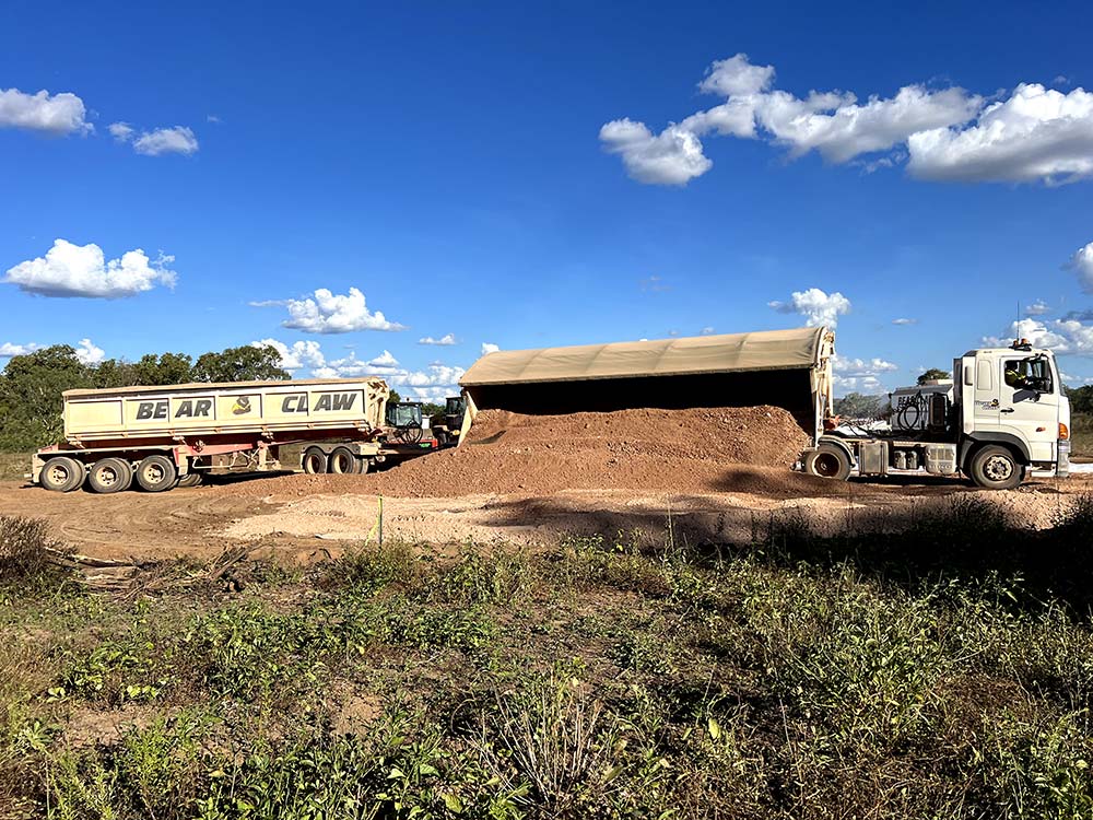 Truck Dumping Dirt — Concreters in Holtze, NT