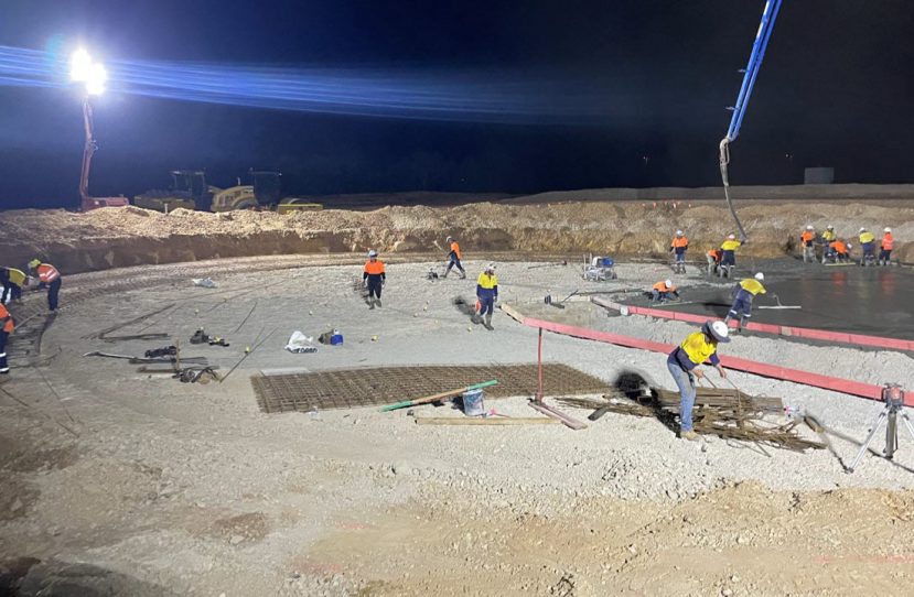 Concreting On Site At Night Time — Concreters in Holtze, NT