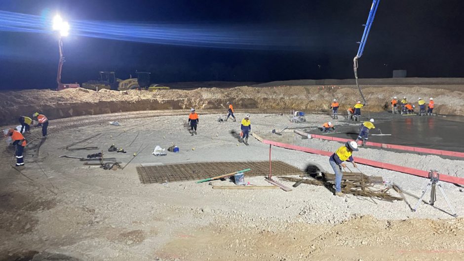 Concreting On Site At Night Time — Concreters in Holtze, NT